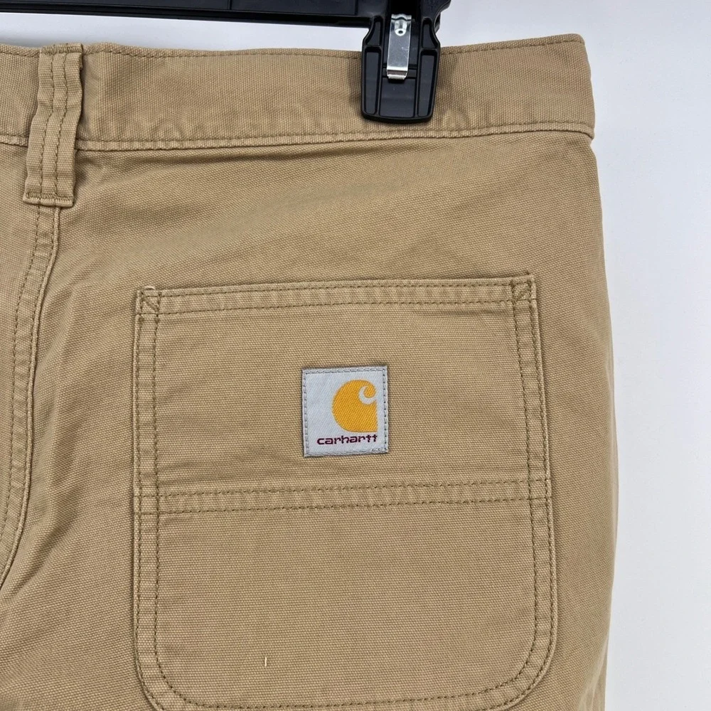 Carhartt BN2291 M Mens Khaki Rugged Flex Relaxed Fit Canvas Work Pants 30x30 New - Picture 4 of 10